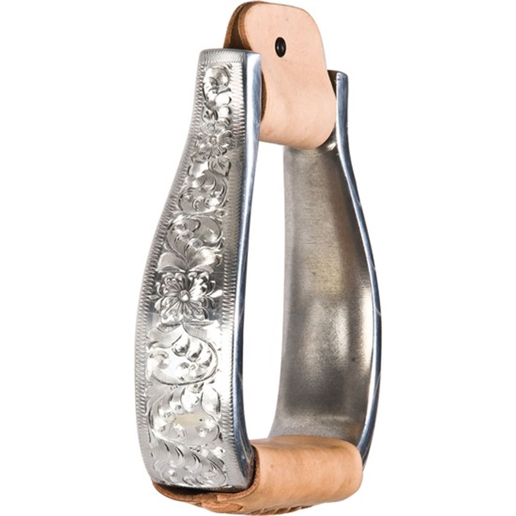 Engraved Aluminum Show Stirrups Leather in Western at Schneider Saddlery