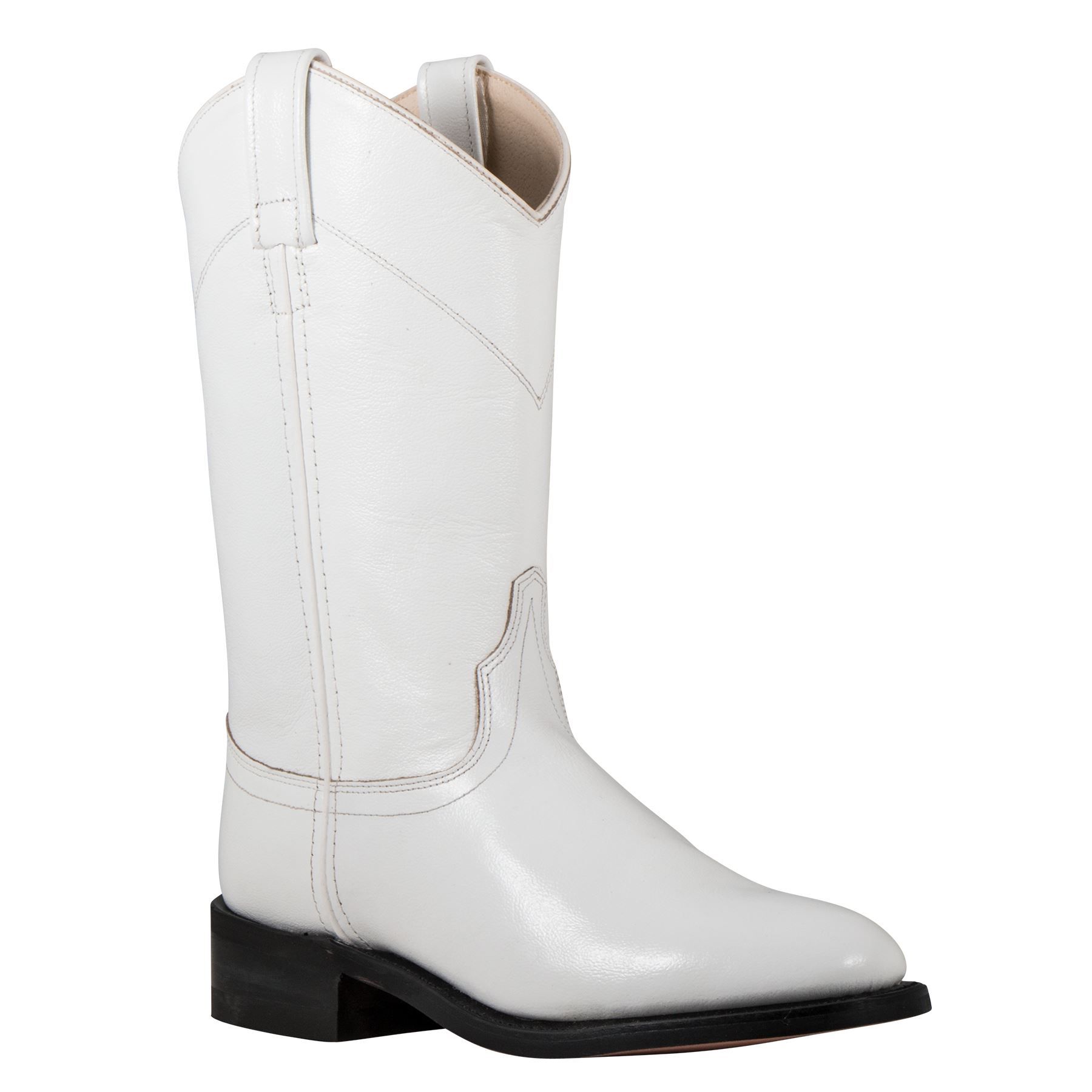 Old West White Dyeable Leather Roper Western Boots in Western Arena