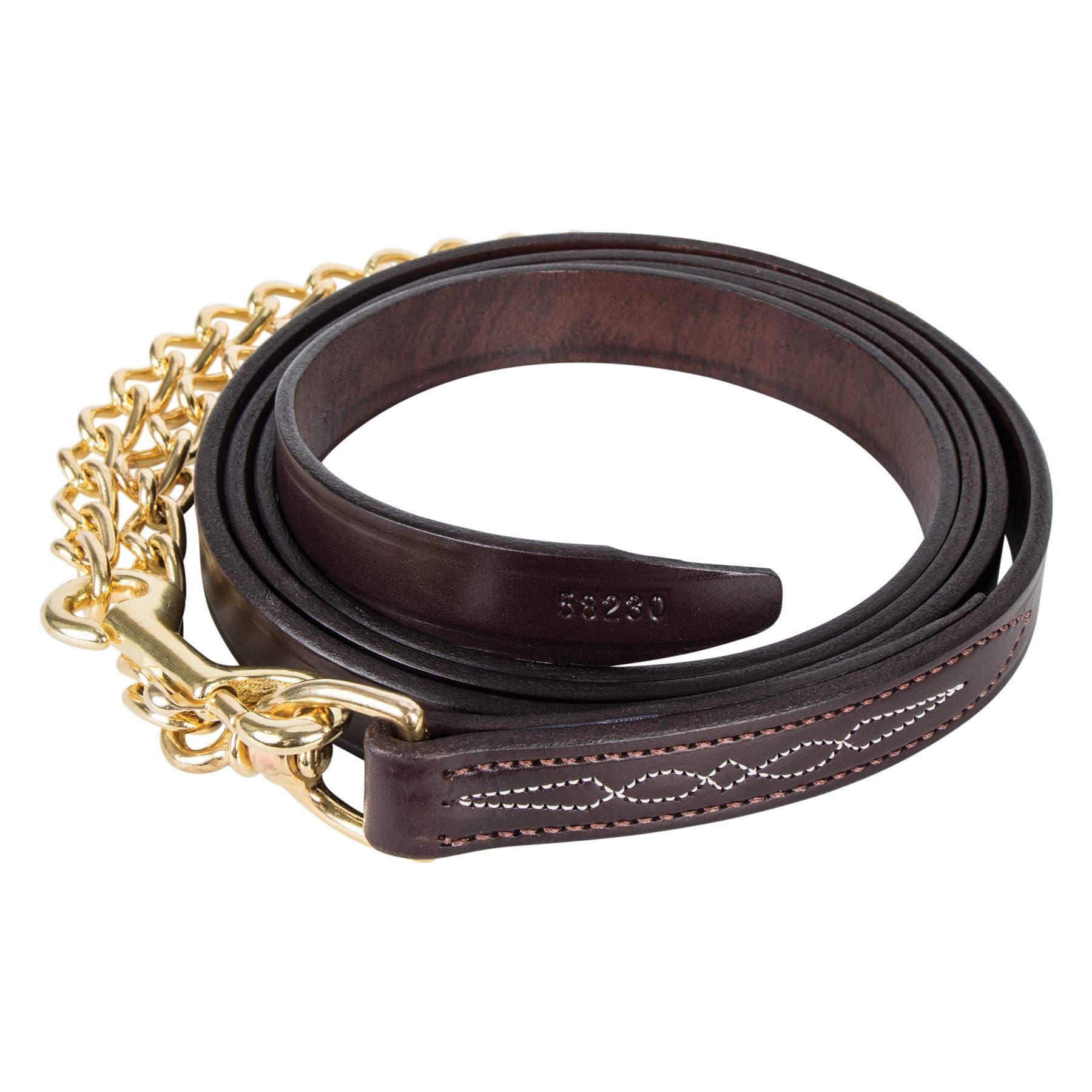 Walsh™ 6' Leather Lead with 30" Brass Chain in English at Schneider