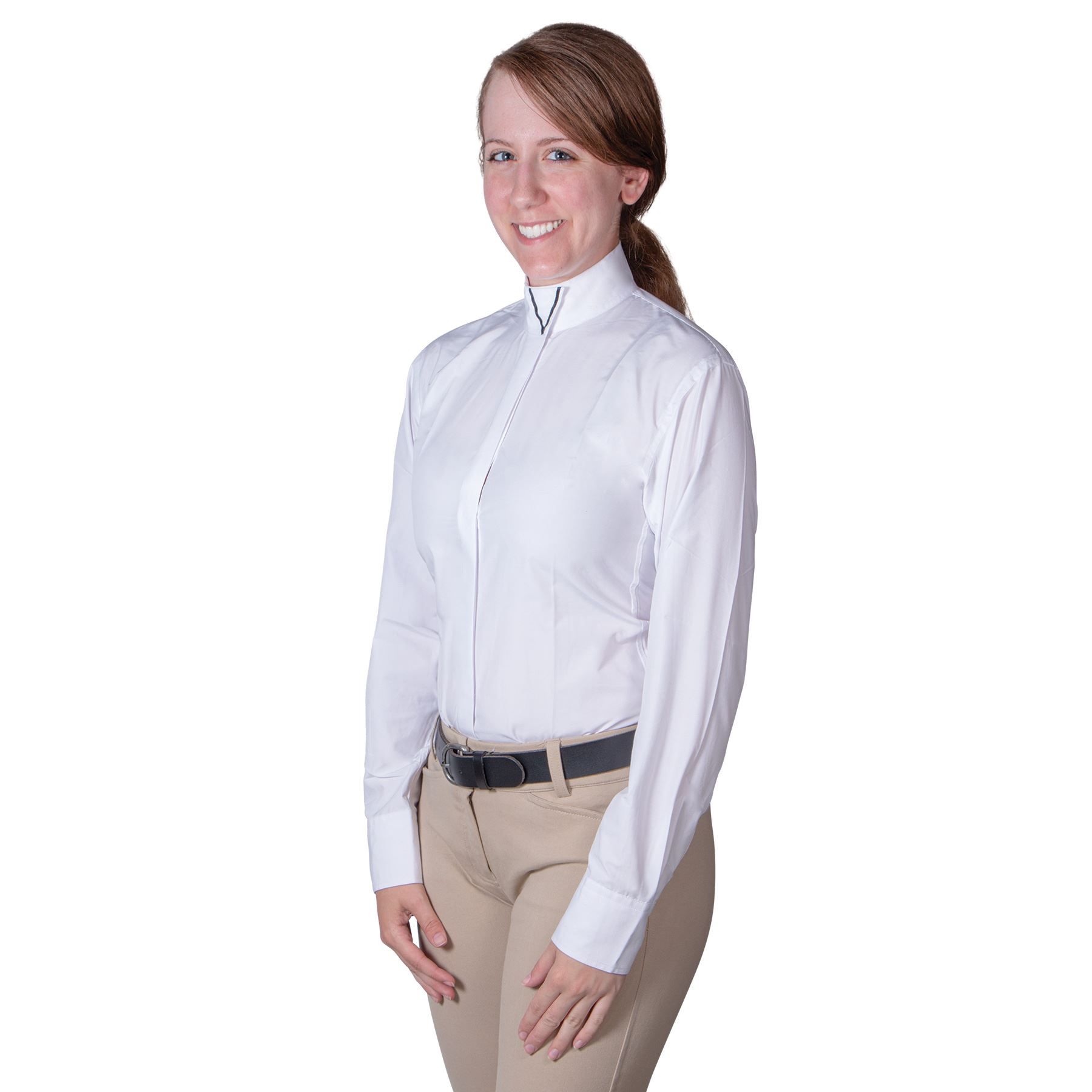 RHC Ladies Wrap Show Shirt With V Collar in English Show Shirts at Schneider Saddlery