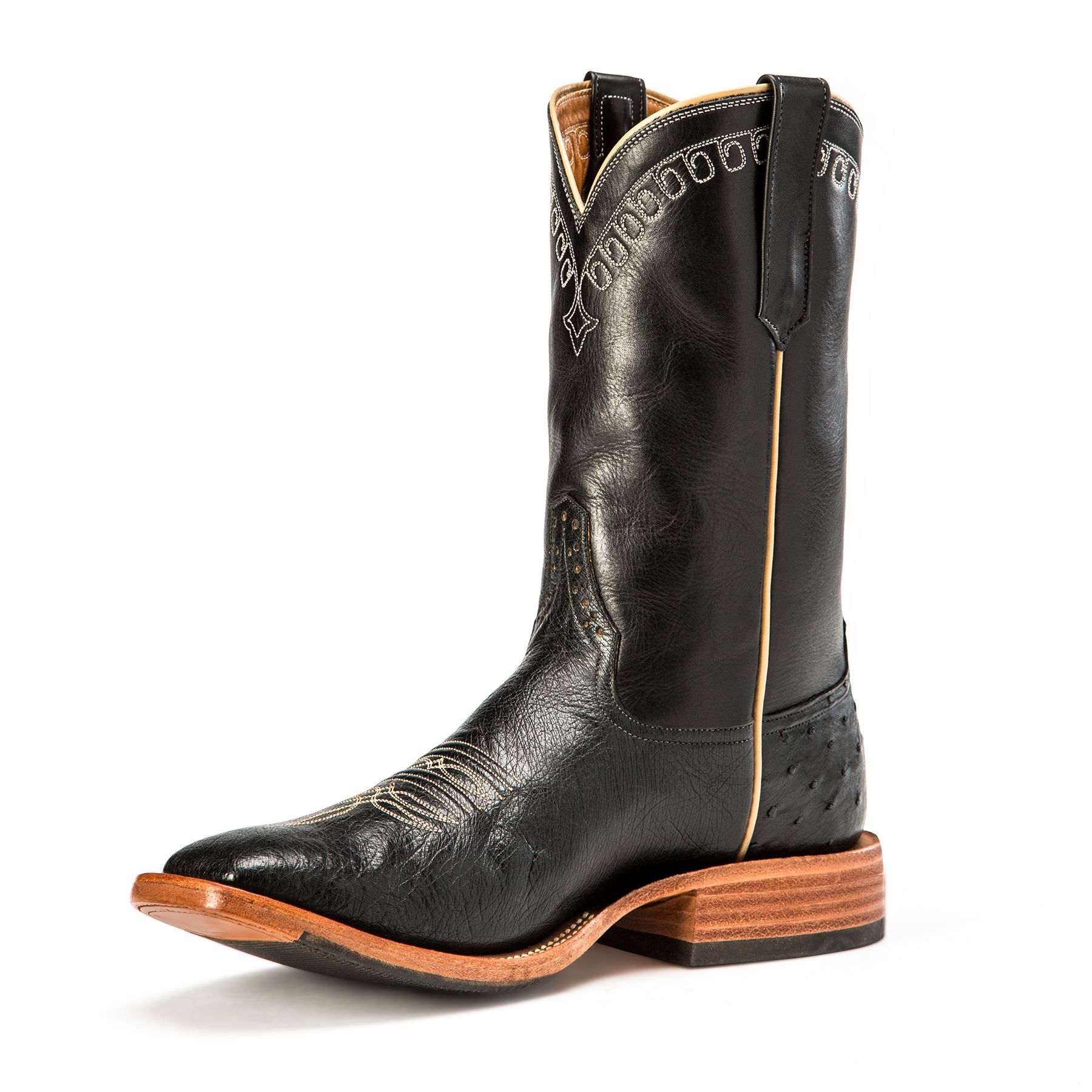 Rios of Mercedes Men's Black Smooth Ostrich Western Boots in Apparel
