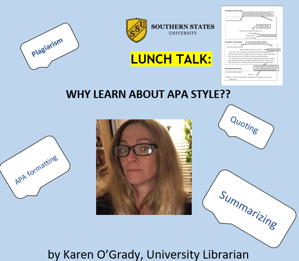 Lunch Talk Why Learn About APA Style? SSU Business