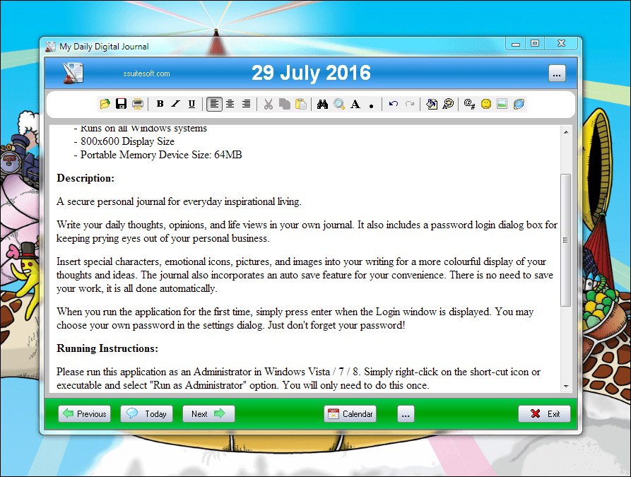 My Daily Journal SSuite Office Software My Daily Digital Journal is