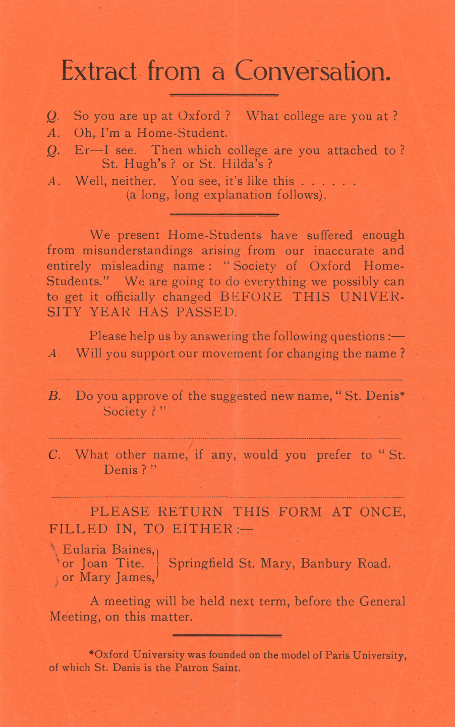 What’s in a name? St Anne's College, Oxford