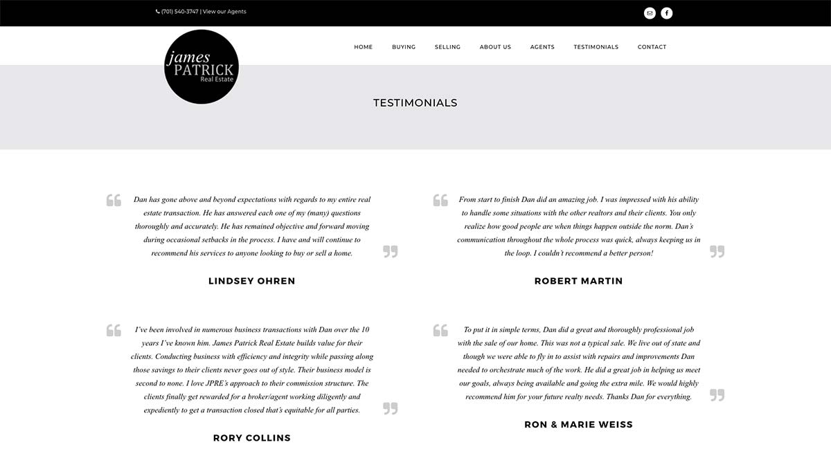 James Patrick Real Estate »  Design + WordPress Fargo, ND Stacey