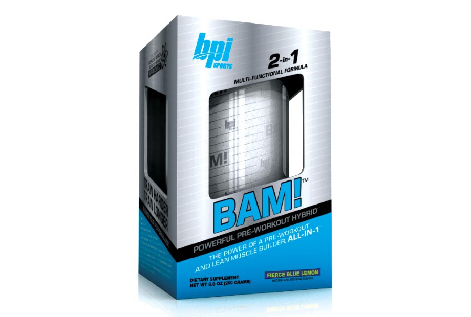 BPI BAM! featuring a fairly simple, but complete preworkout formula