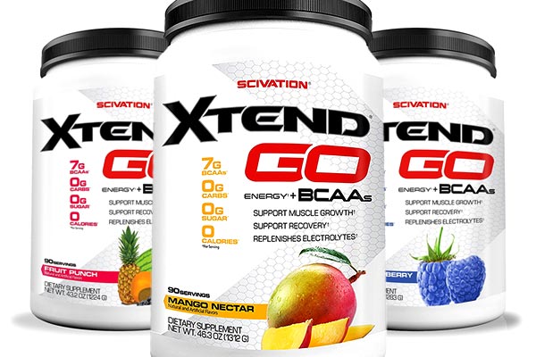 Triple size Xtend Go pictured in all 3 of its 30 serving flavors