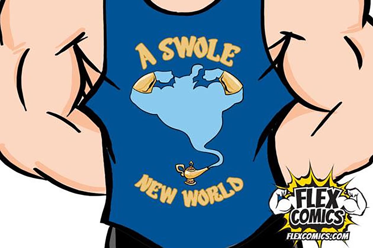 Flex Comics drops its Aladdin inspired "A Swole New World" design