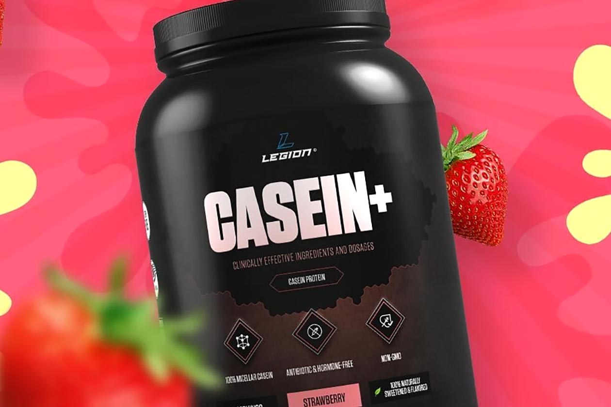 Legion Athletics micellar casein protein powder now comes in Strawberry