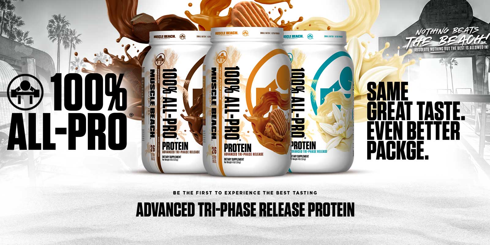 Muscle Beach Nutrition's allnew tasty AllPro protein powder