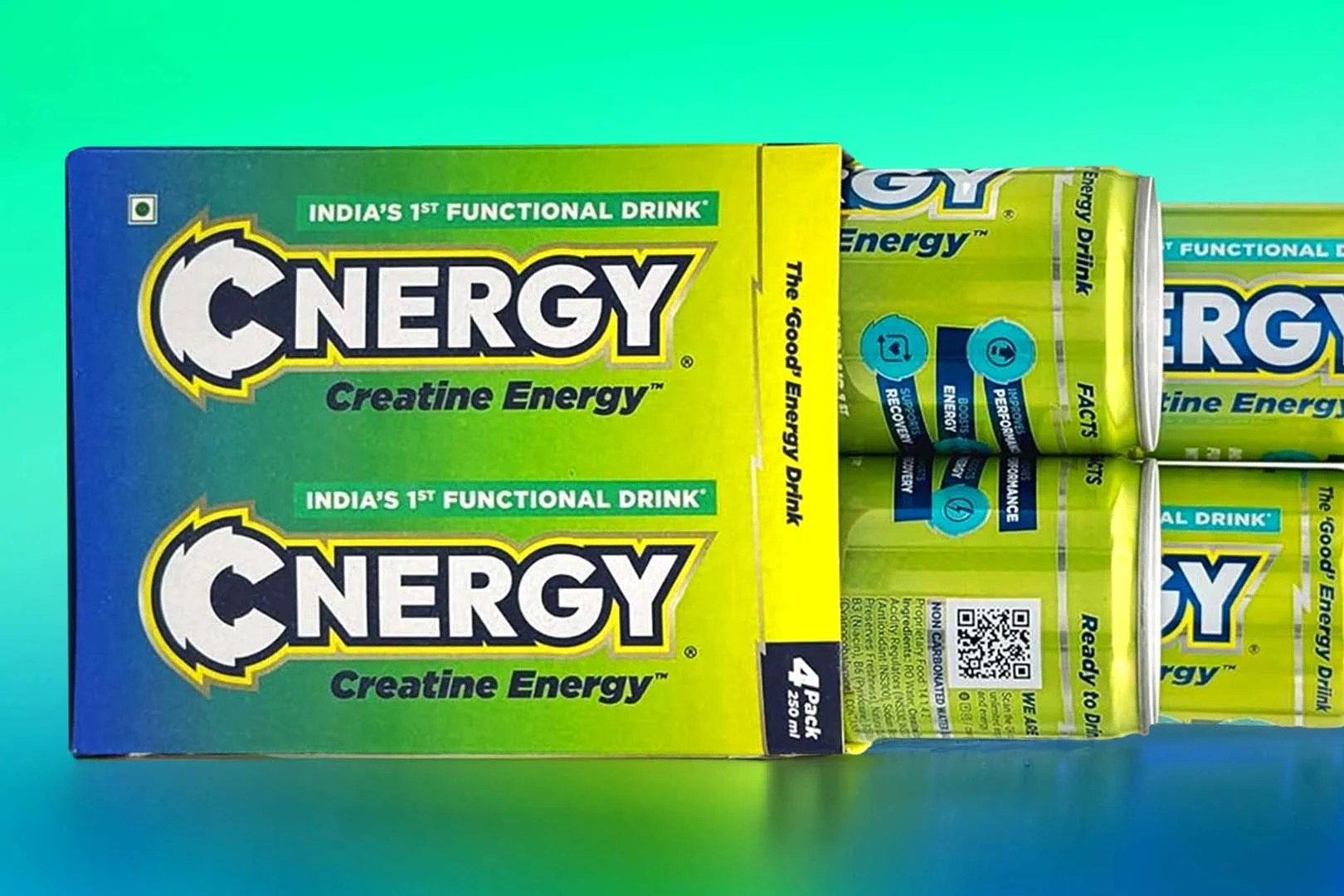 Cnergy in India combines caffeine and creatine in a canned drink