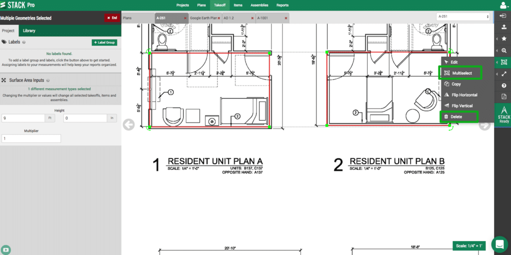 Editing & Deleting Takeoff Geometries StackCT