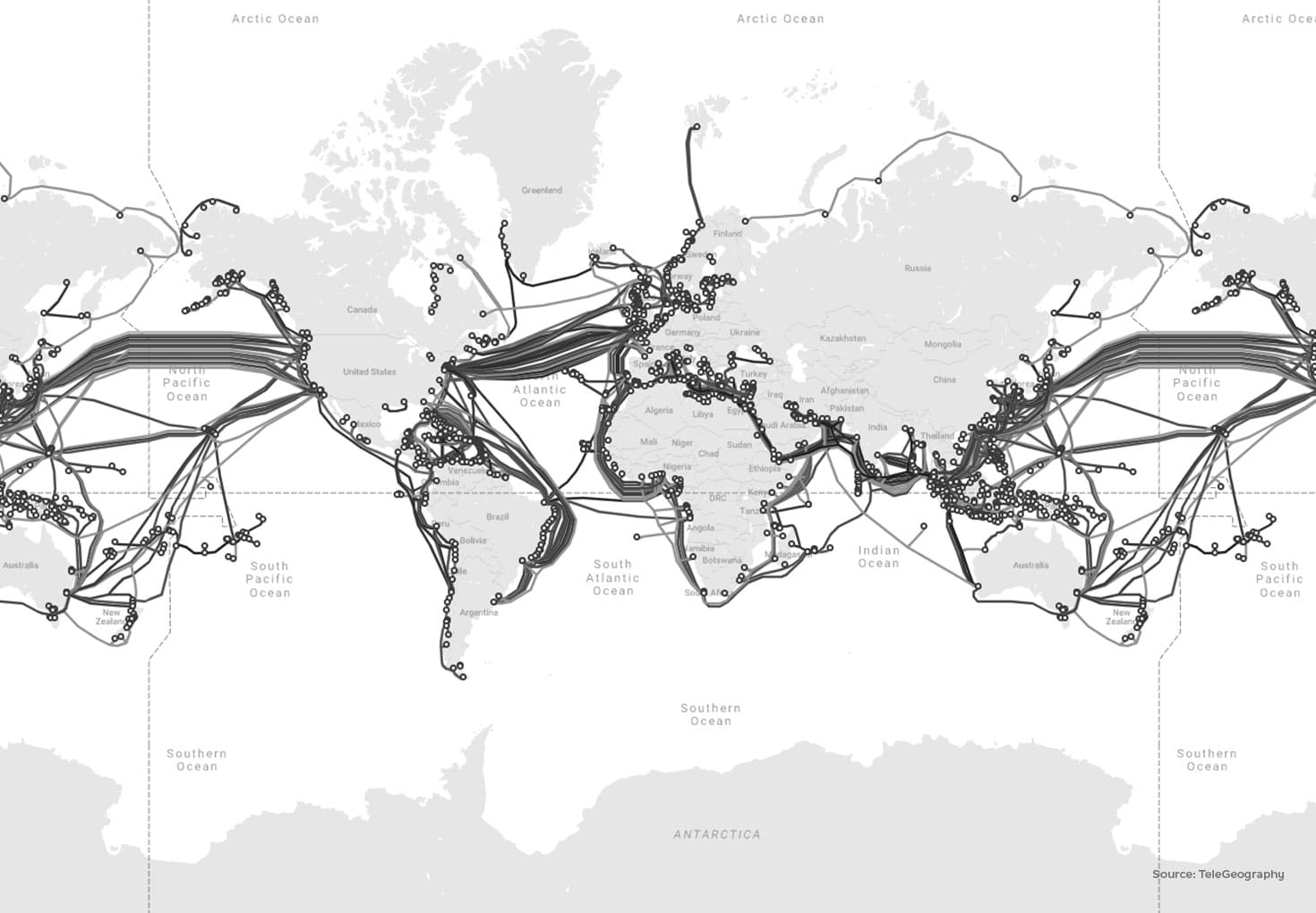 World submarine cables & international bandwidth