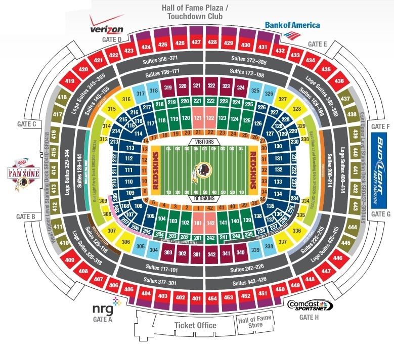 Fedex Field Seating Chart With Seat Numbers | Elcho Table