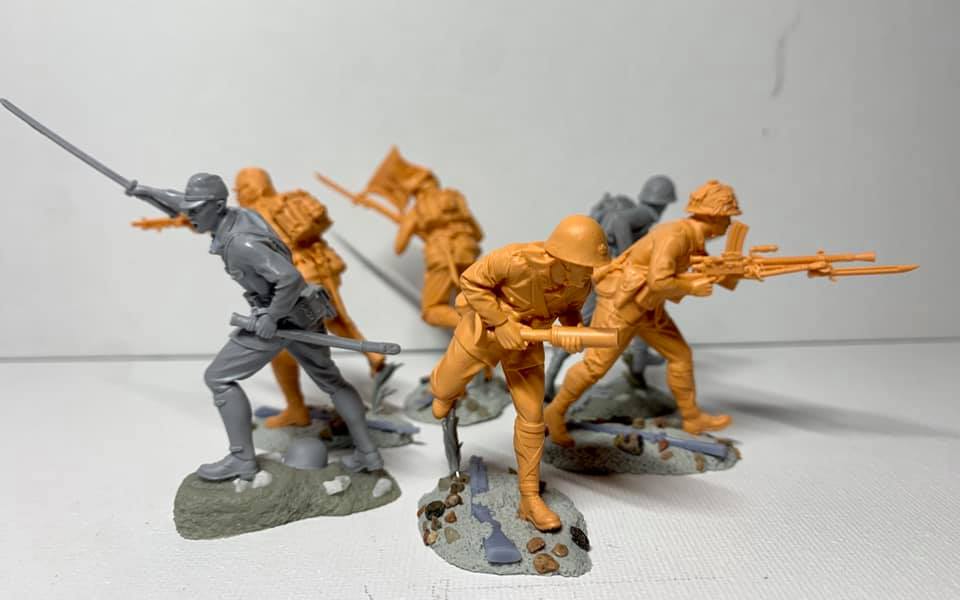 PLASTIC PLATOON,PACIFIC WWII,Japanese Naval Infantry,6 rubber soldiers1