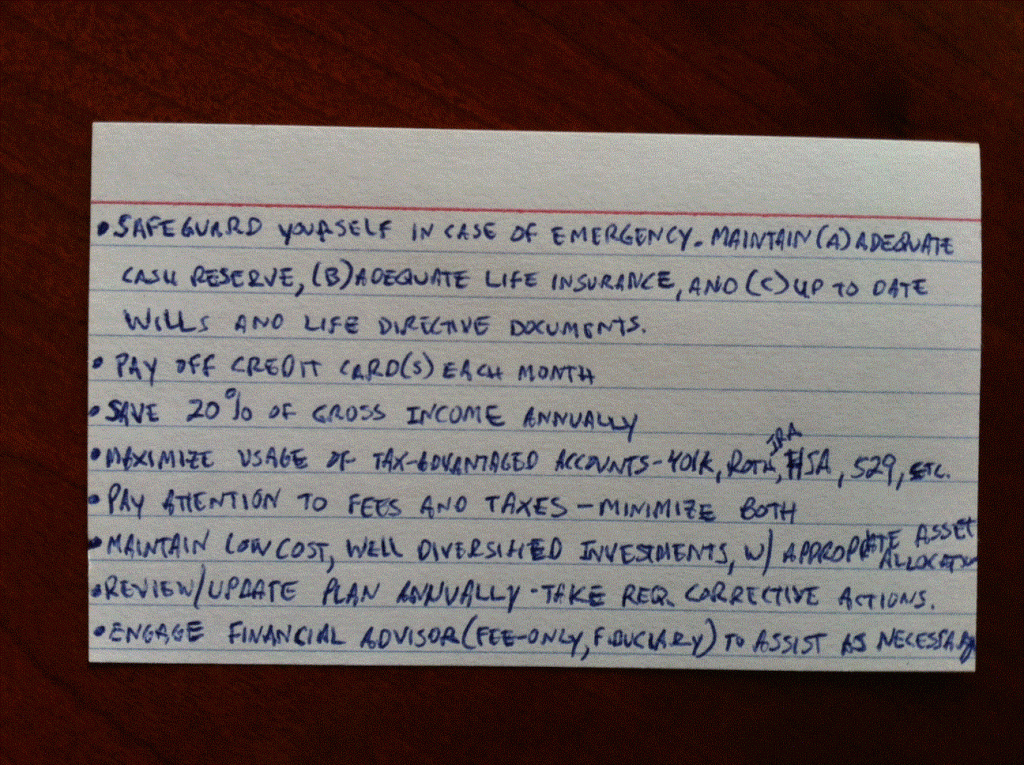Financial Advice...on an Index Card Staib Financial Planning, LLC