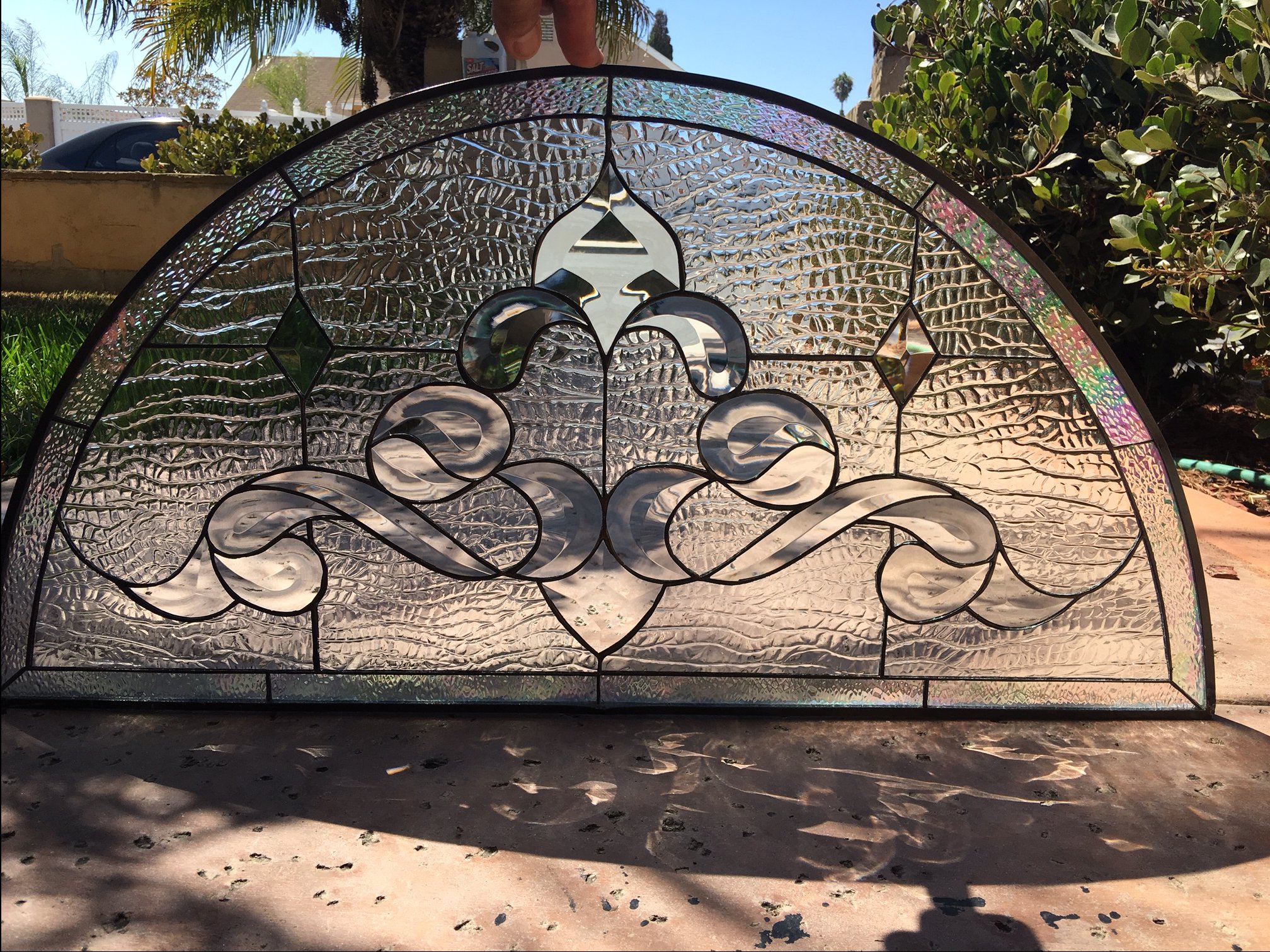The "Glendale" All Clear Beveled Leaded Stained Window Glass Panel