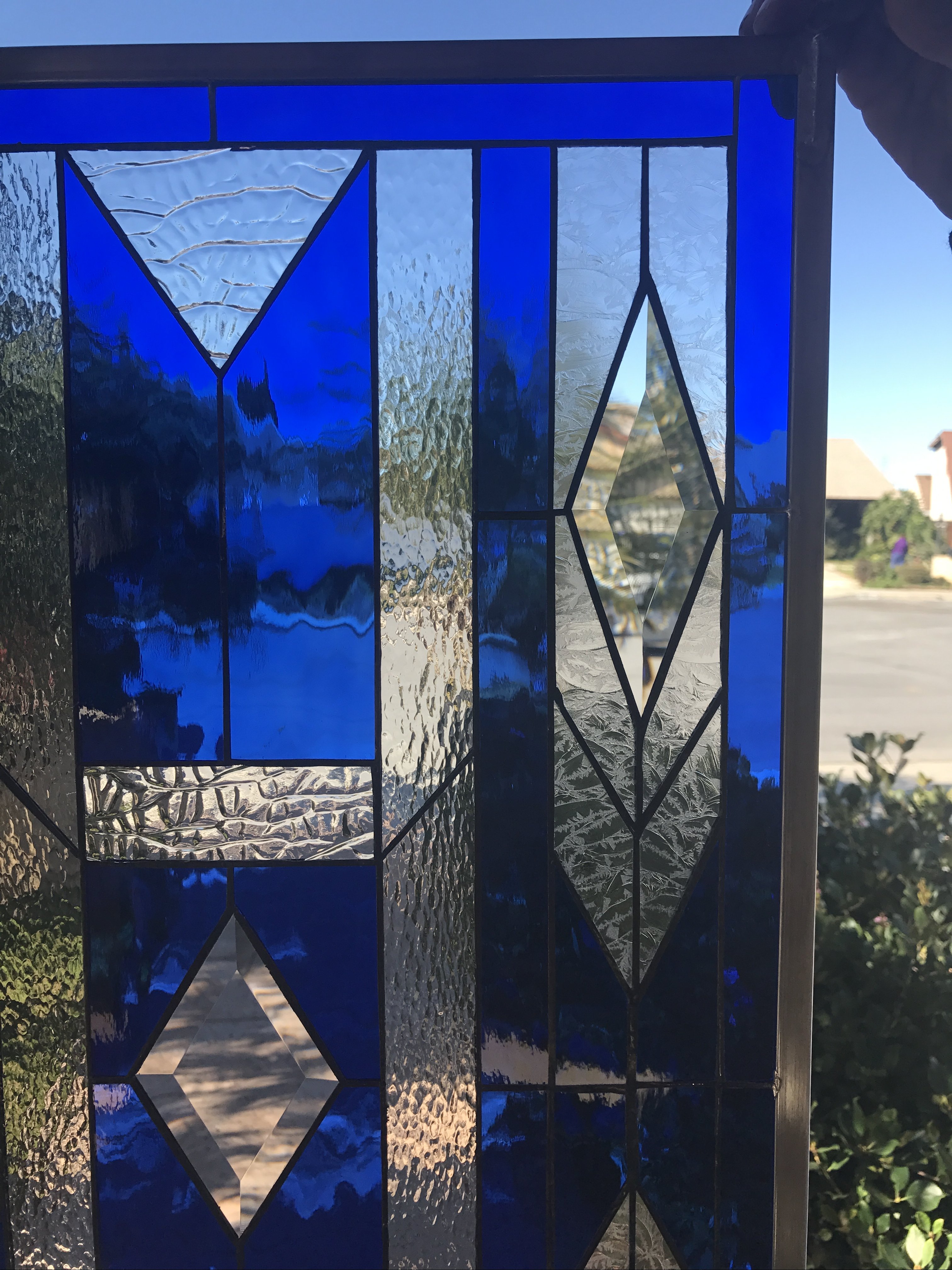 The "Sonoma" Beveled Diamond Geometric Leaded Stained Glass Window