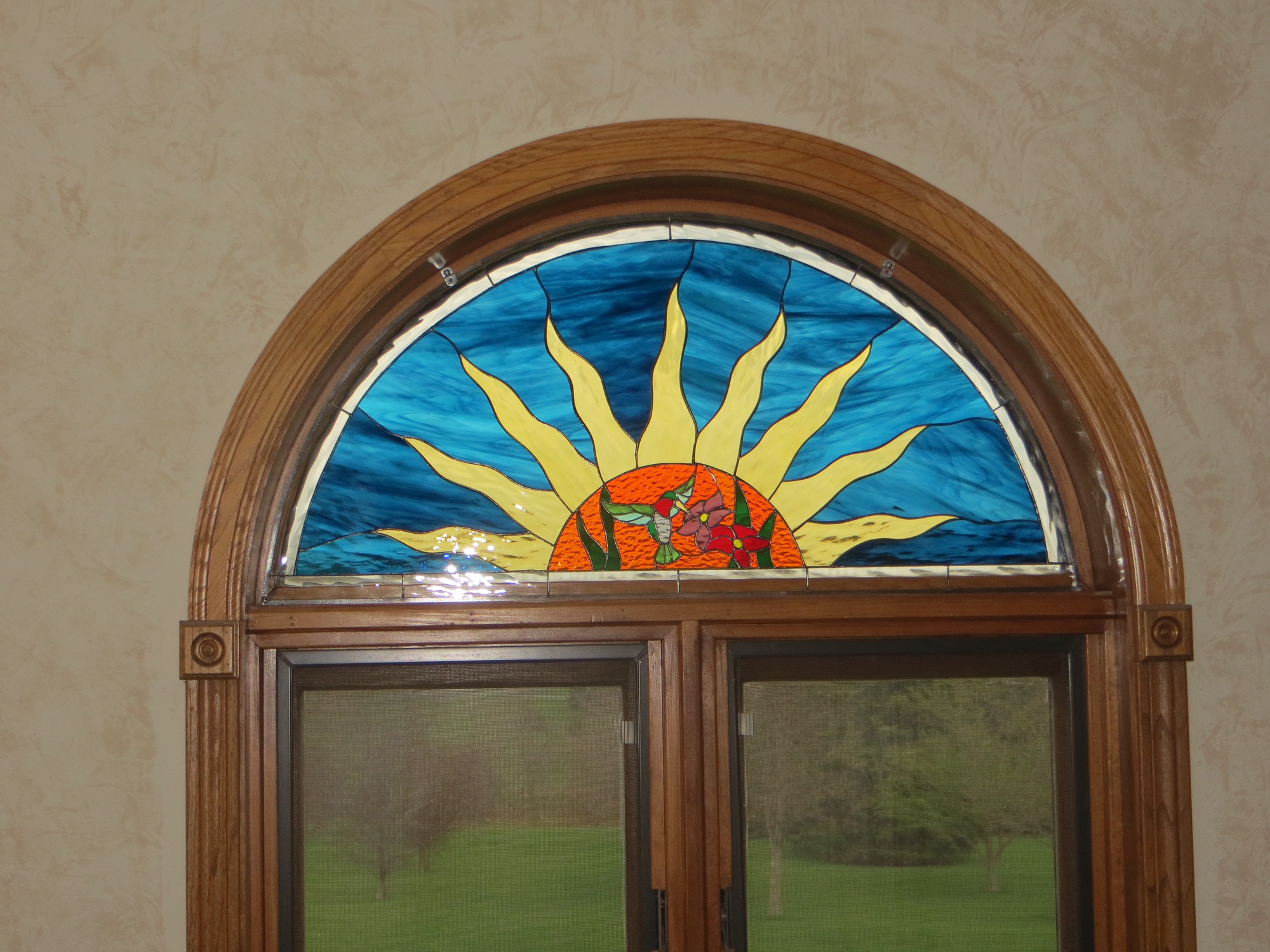 Custom Stained Glass Window Inserts Custom made Arched stained glass window insert (Held in with mirror