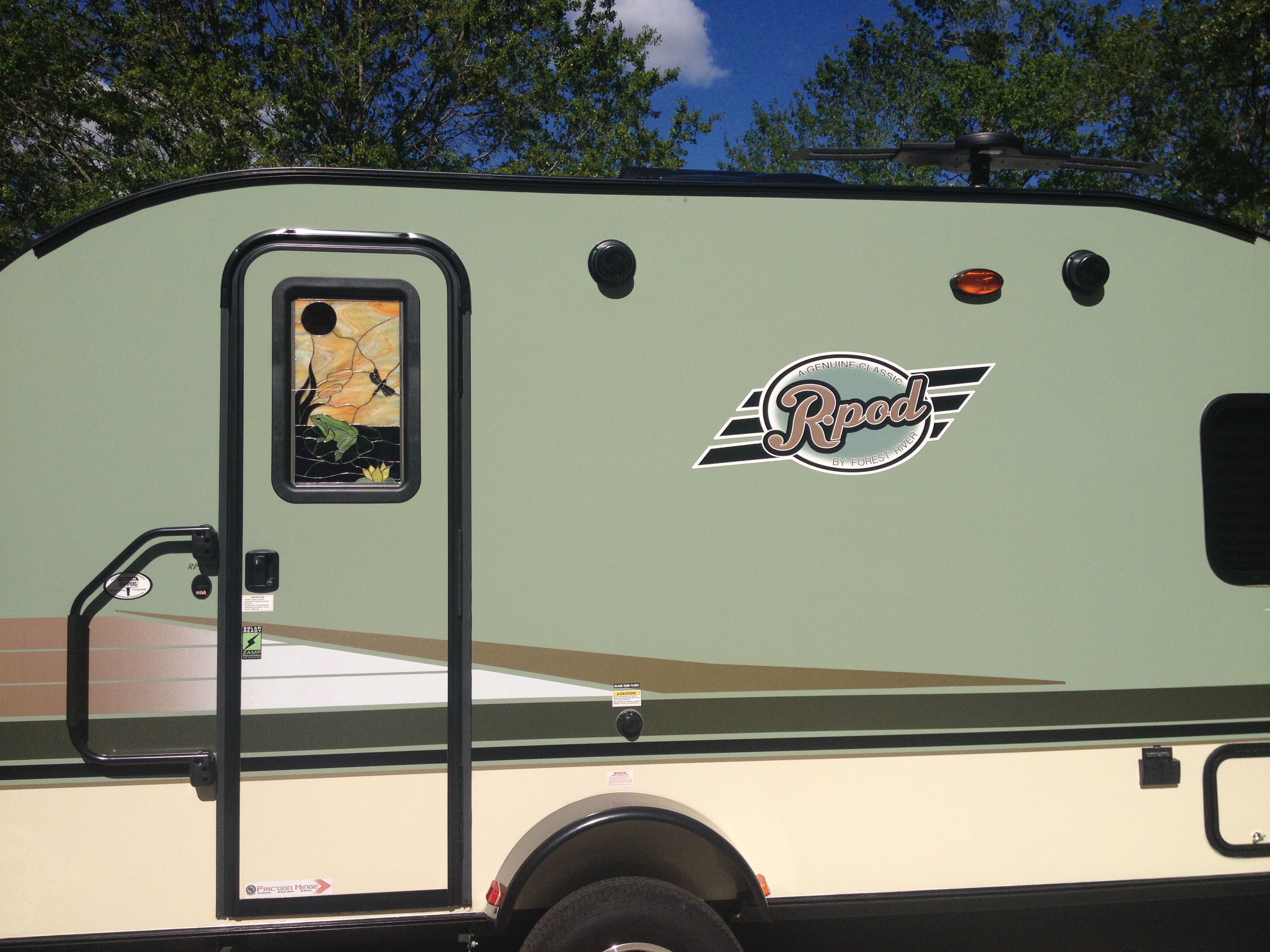 Triple Pane (insulated) Stained Glass insert Installed Into A Camper