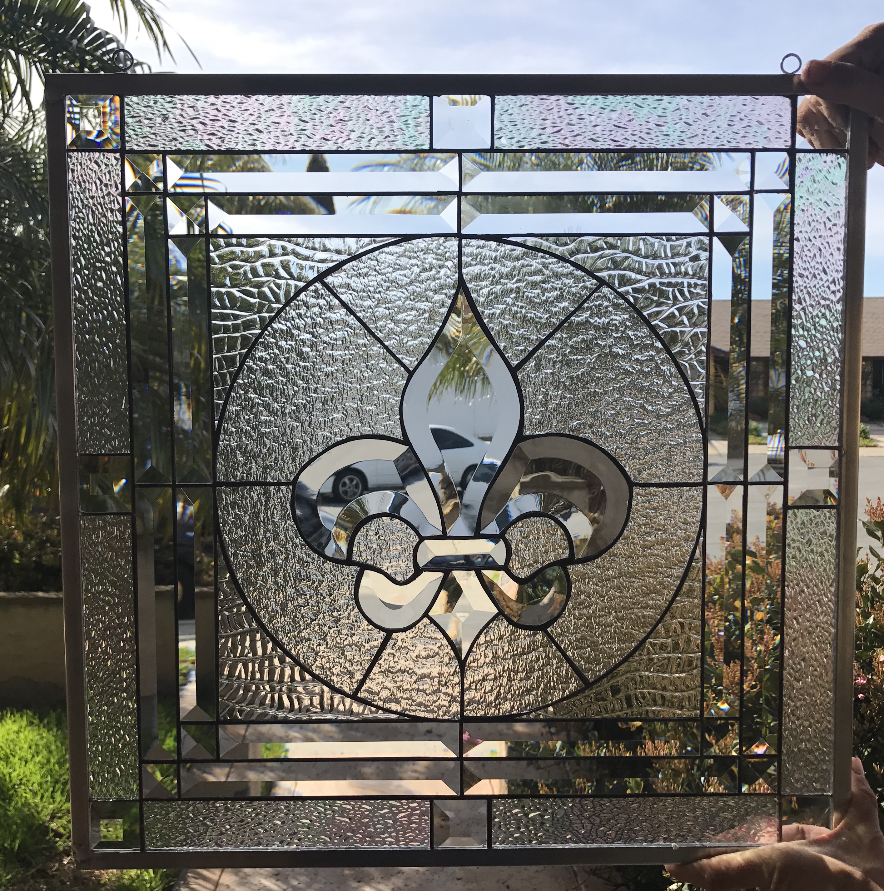 Plastic Stained Glass Window Inserts The ”Galway” Classic Fleur De Lis Stained Glass Window Insert Or