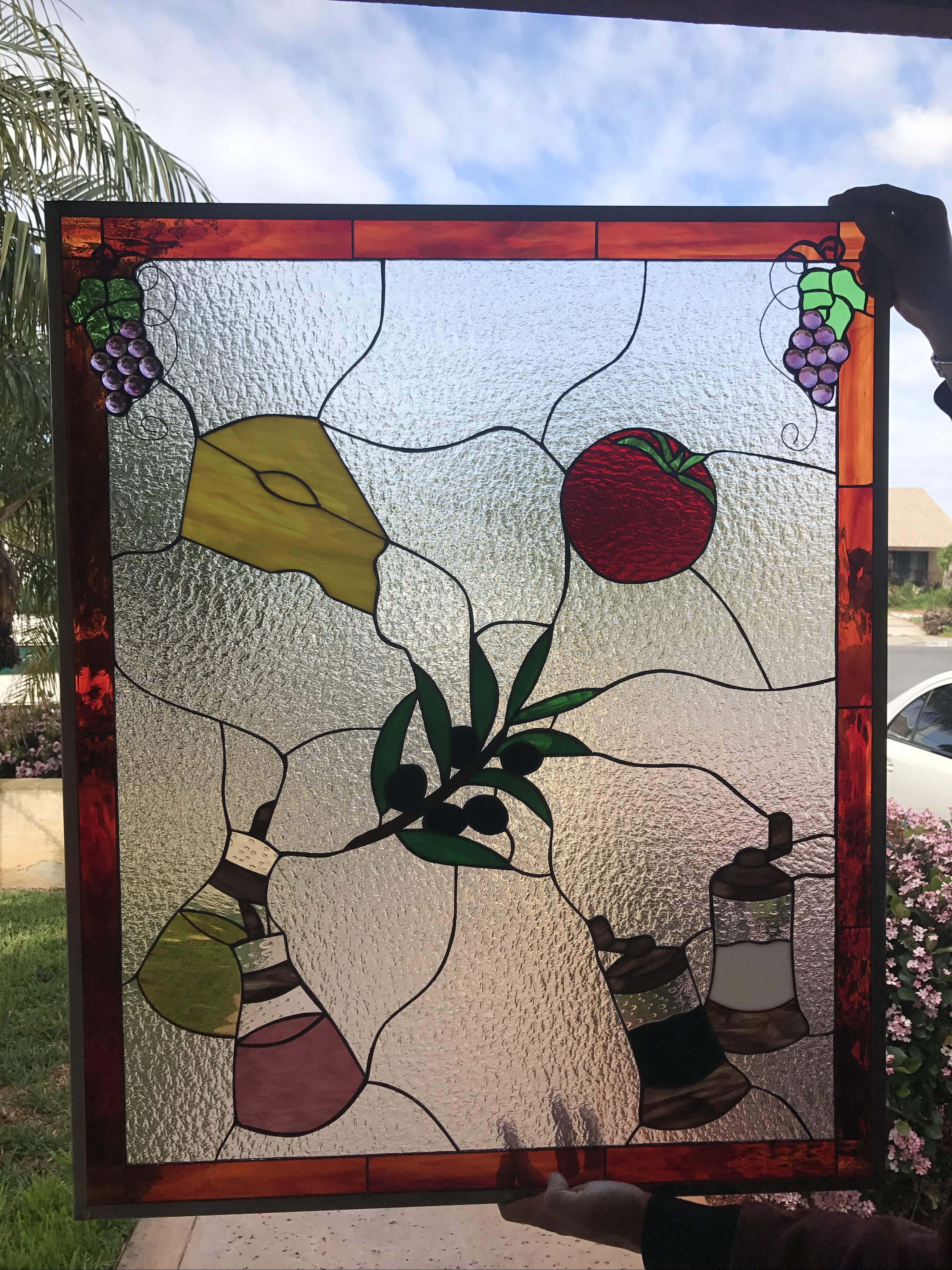 So Unique! The "Italian Chef " Kitchen Stained Glass Window Panel or Insert