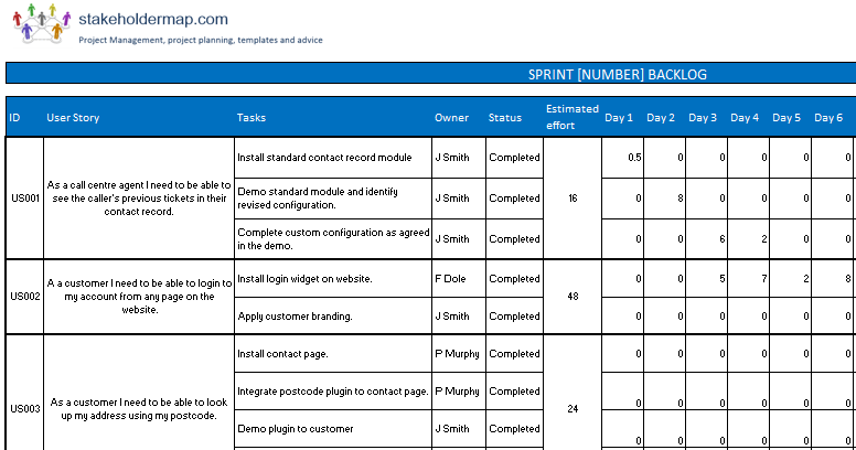Sprint Backlog Template FREE Download
