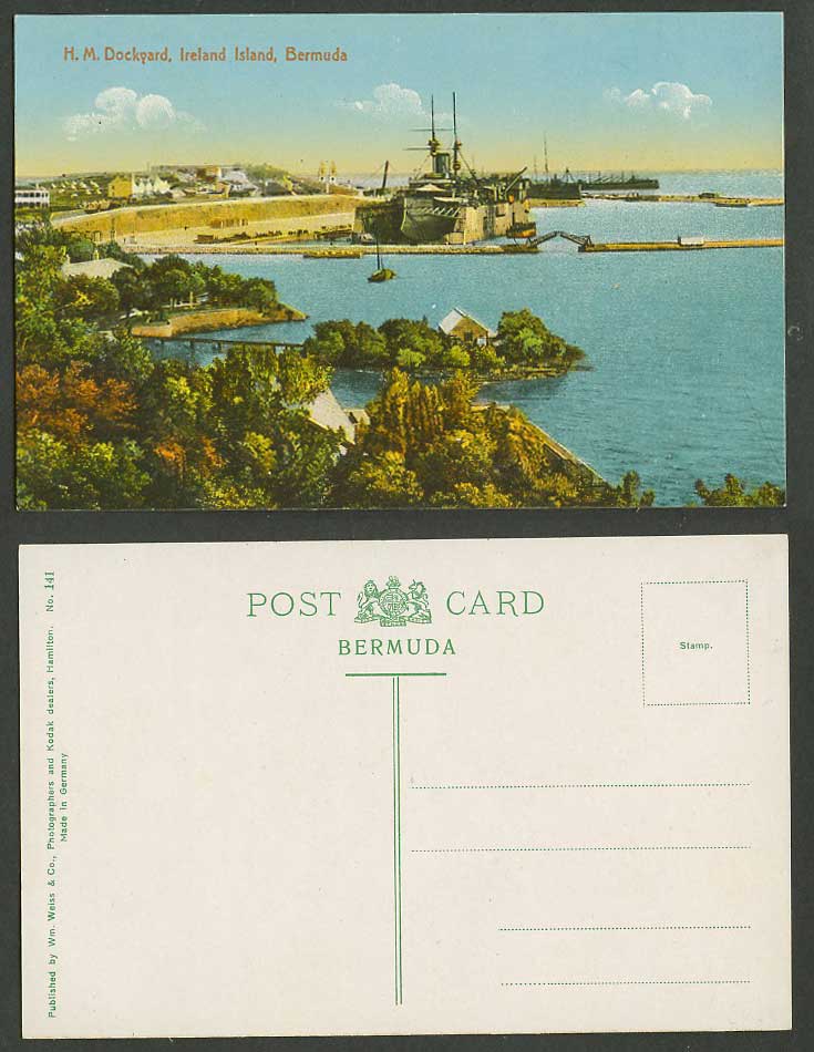 Bermuda Old Postcard H.M. Dockyard, Ireland Island