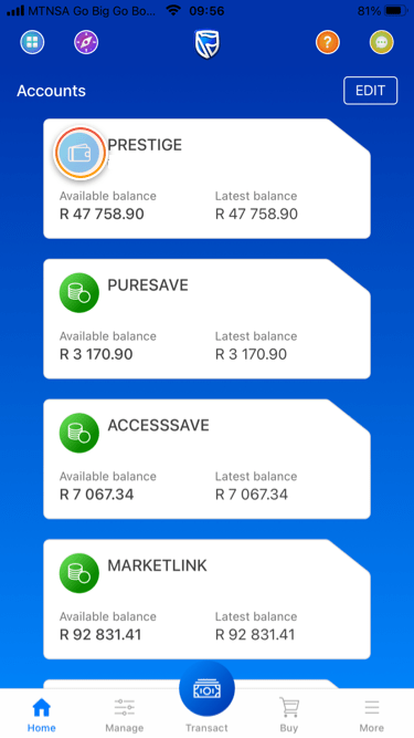 Banking App tour Standard Bank