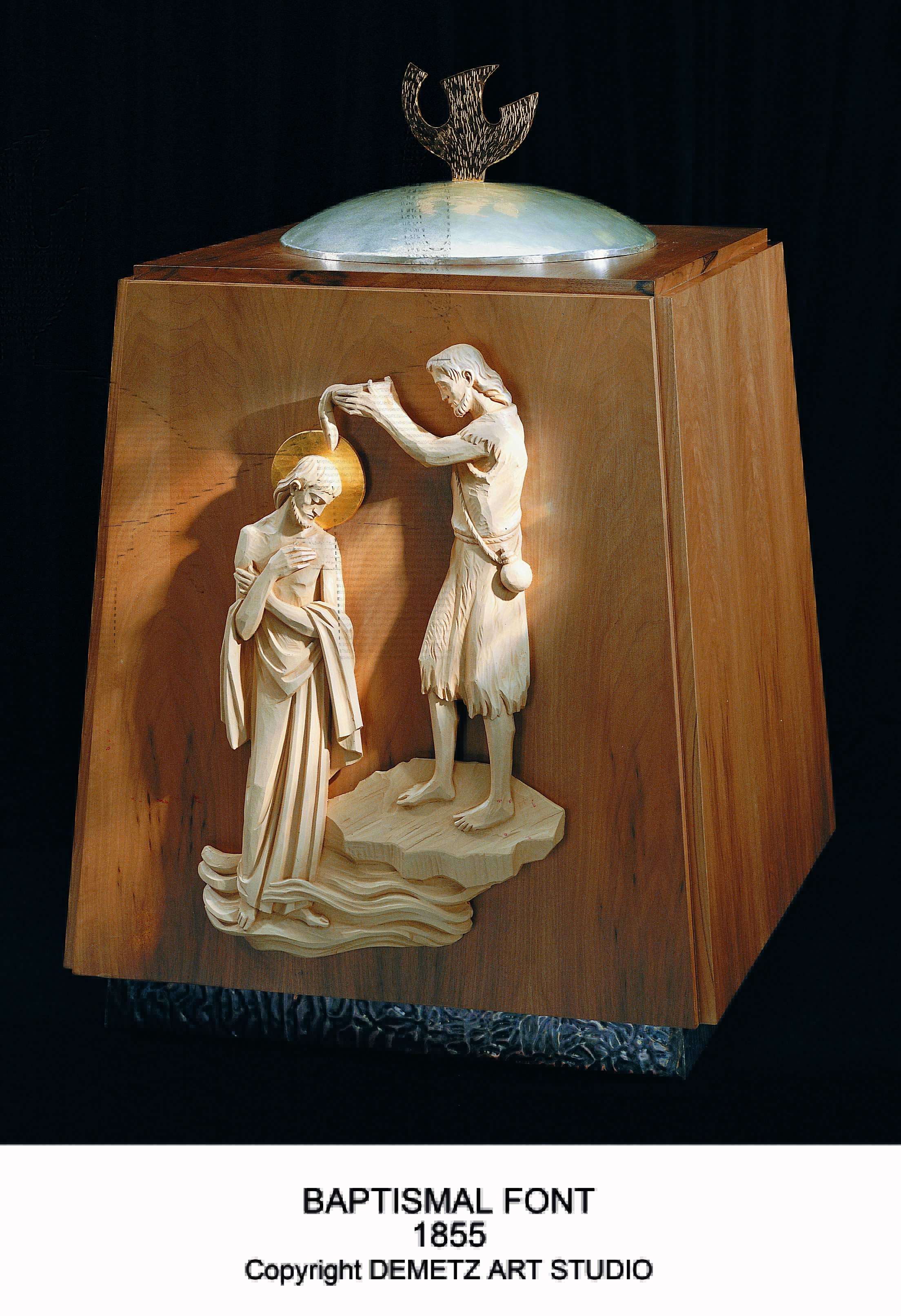 Baptismal Font In Wood St. Andrew's Book, Gift & Church Supply