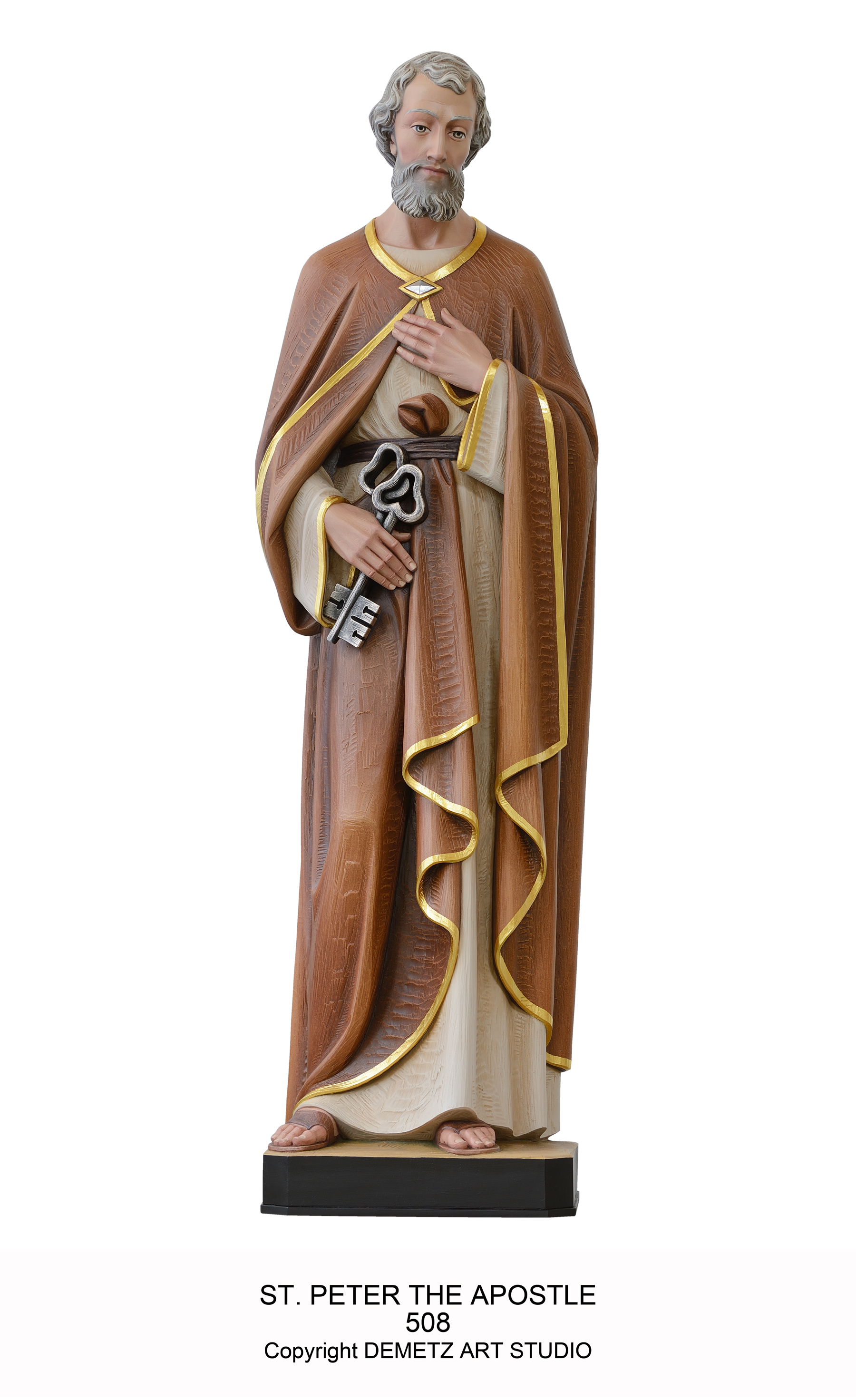 "Saint Peter the Apostle" Statue in Linden Wood (36" to 72") St
