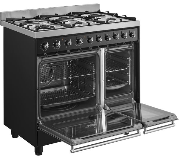 SMEG Dual Fuel Range Cooker Stainless Steel & Black C92DBL8