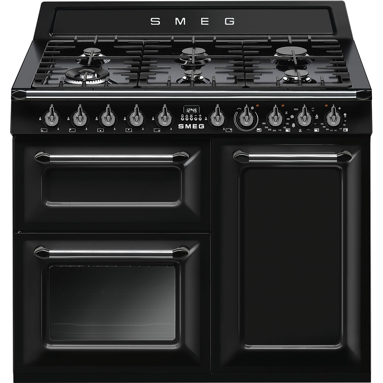 Smeg Victoria Dual Fuel Range Cooker 100cm Black TR103BL