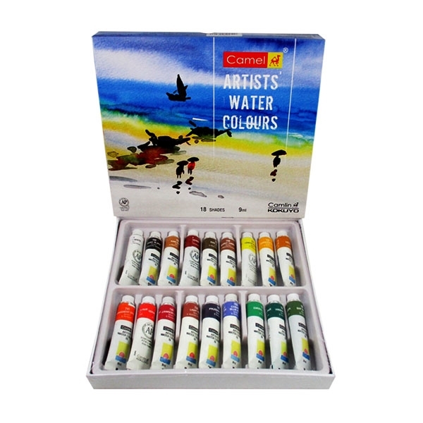 Camel Artist's Water Color Box 9ml Tubes, 18 Shades Starbox