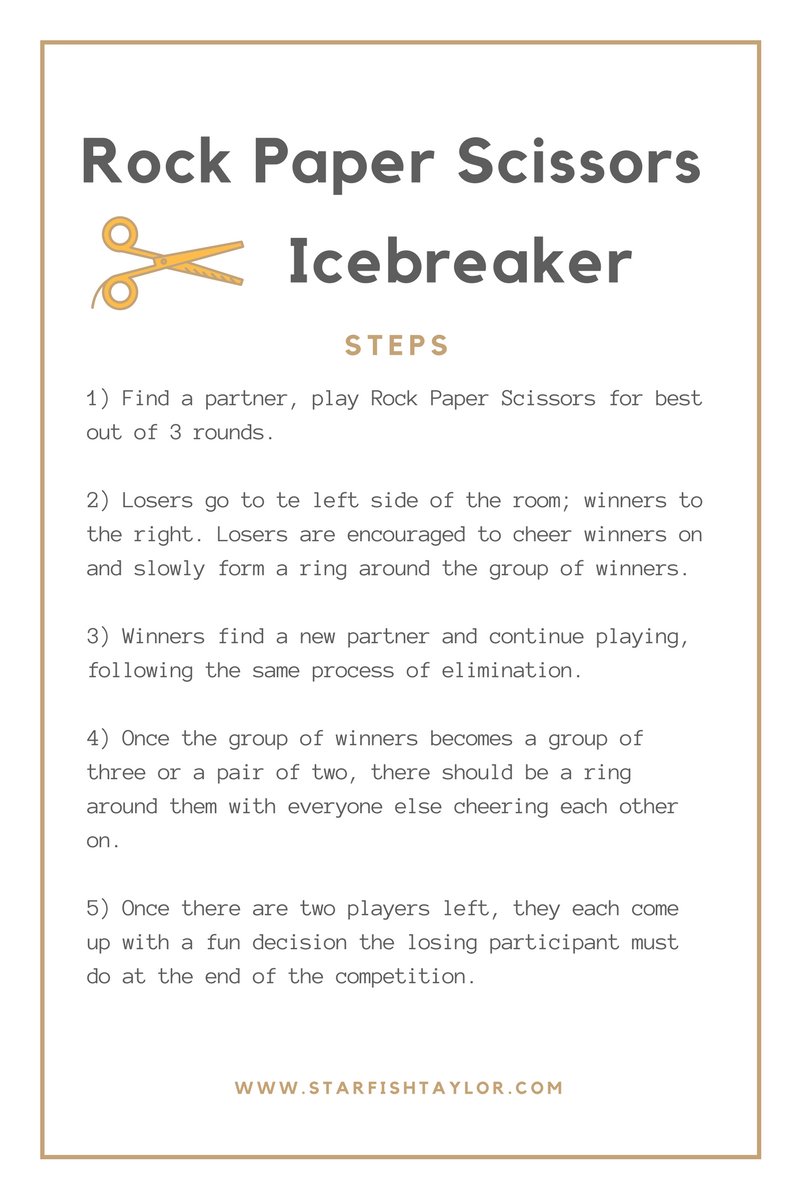 Rock Paper Scissors Icebreaker Energizing the Masses Starfish Taylor