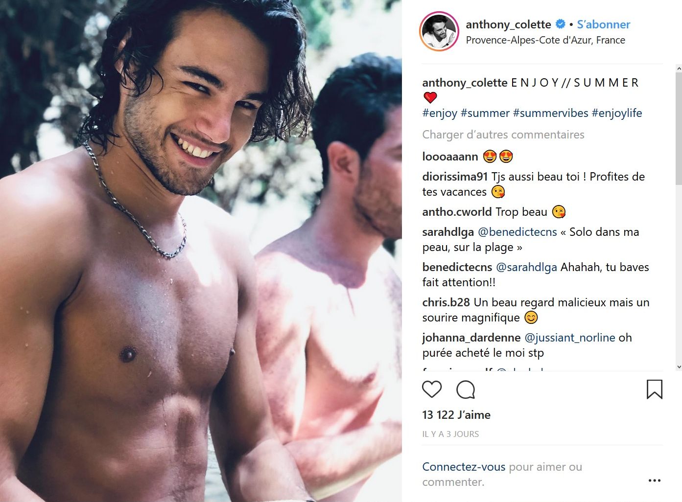 Anthony Colette Le Beau Gosse De Dals Torse Nu En Vacances