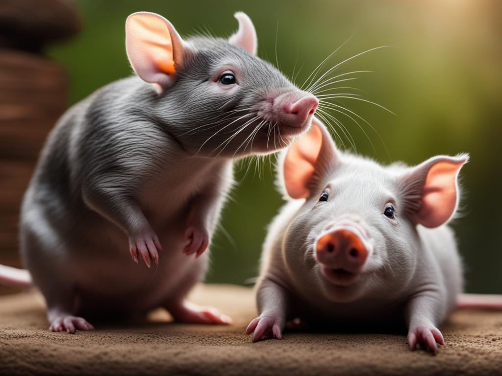 Chinese Zodiac Rat and Pig in Friendship Comfort and Ease
