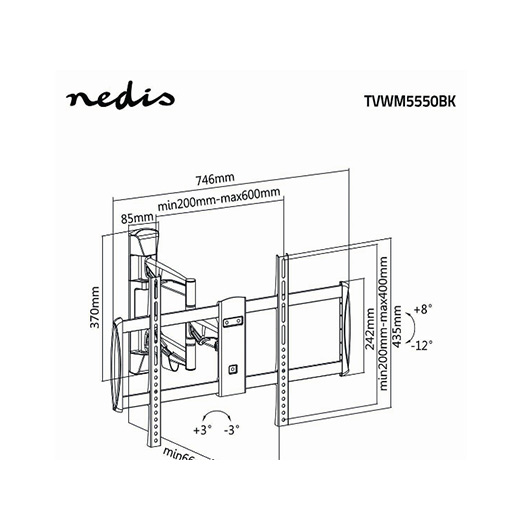 Buy NEDIS TVWM5550BK 4270″ Full Motion TV Wall Mount Max. 35 kg in Qatar