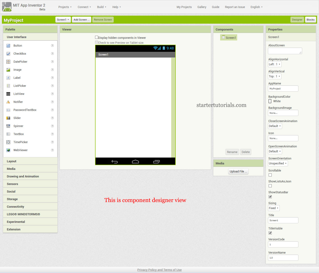 MIT App Inventor Interface