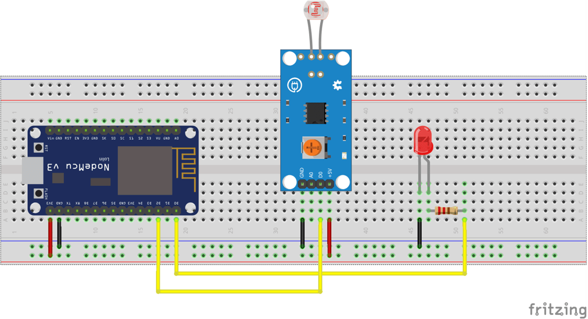 LDR Sensor Module with NodeMCU ESP8266 IoT Lab