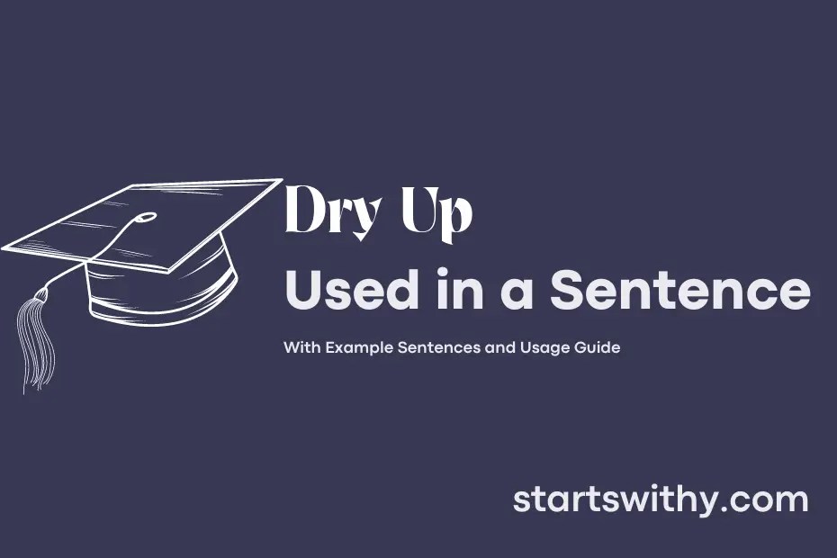 DRY UP in a Sentence Examples 21 Ways to Use Dry Up