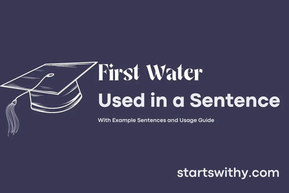 FIRST WATER in a Sentence Examples 21 Ways to Use First Water