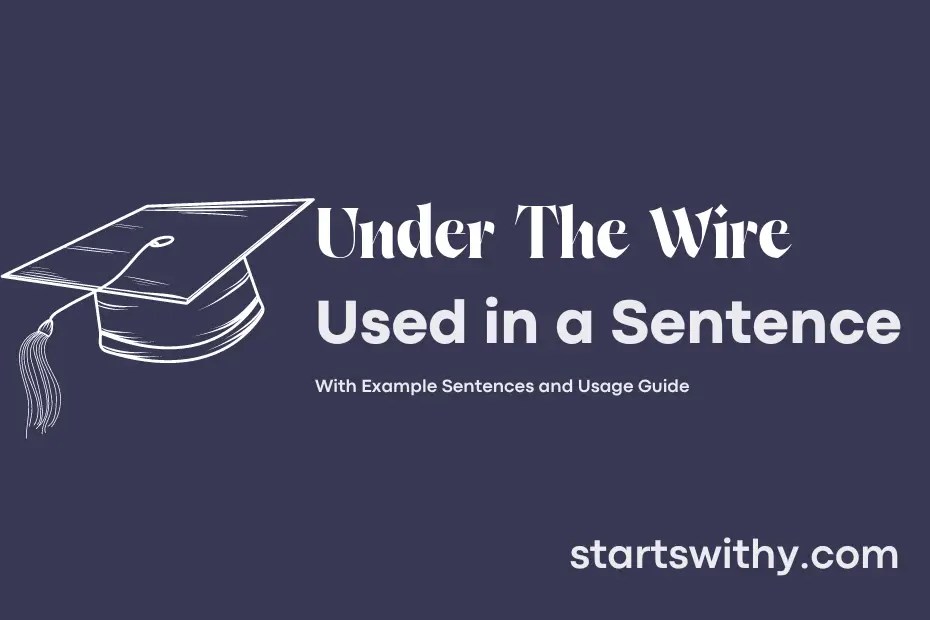UNDER THE WIRE in a Sentence Examples 21 Ways to Use Under The Wire