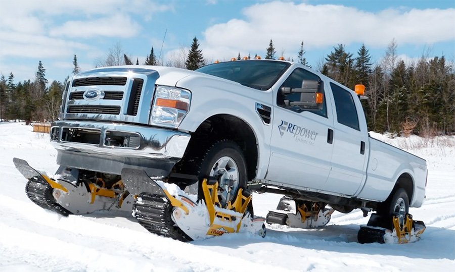 Wheeldriven track system turns your truck or SUV into a snow track machine