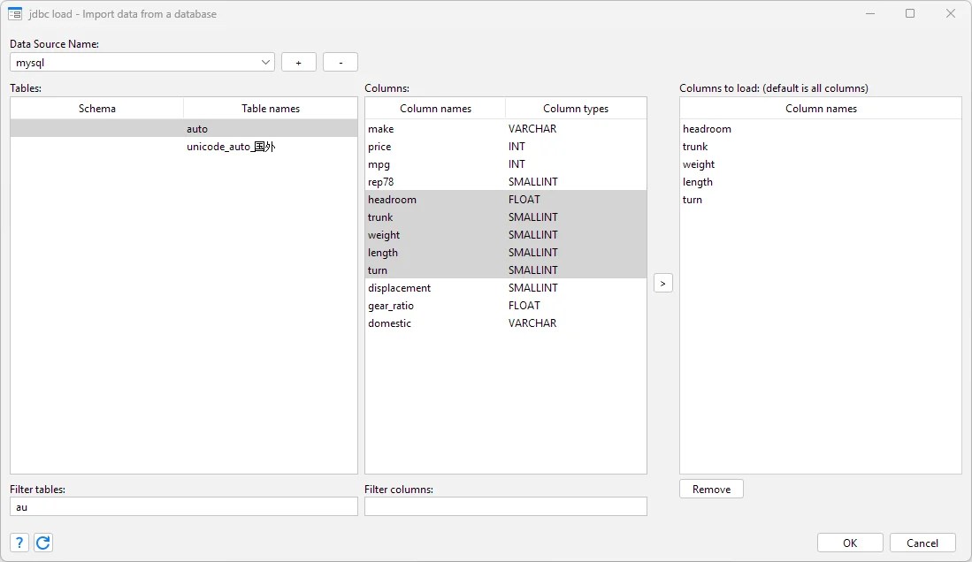 Connecting to databases using JDBC Stata
