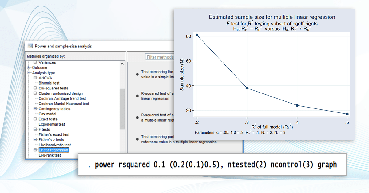 Power analysis for linear regression New in Stata 15