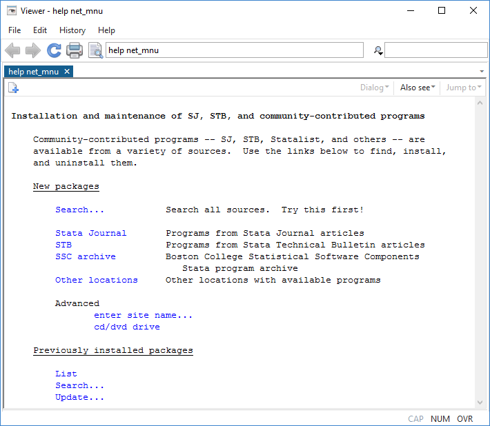 Stata Finding resources from within Stata