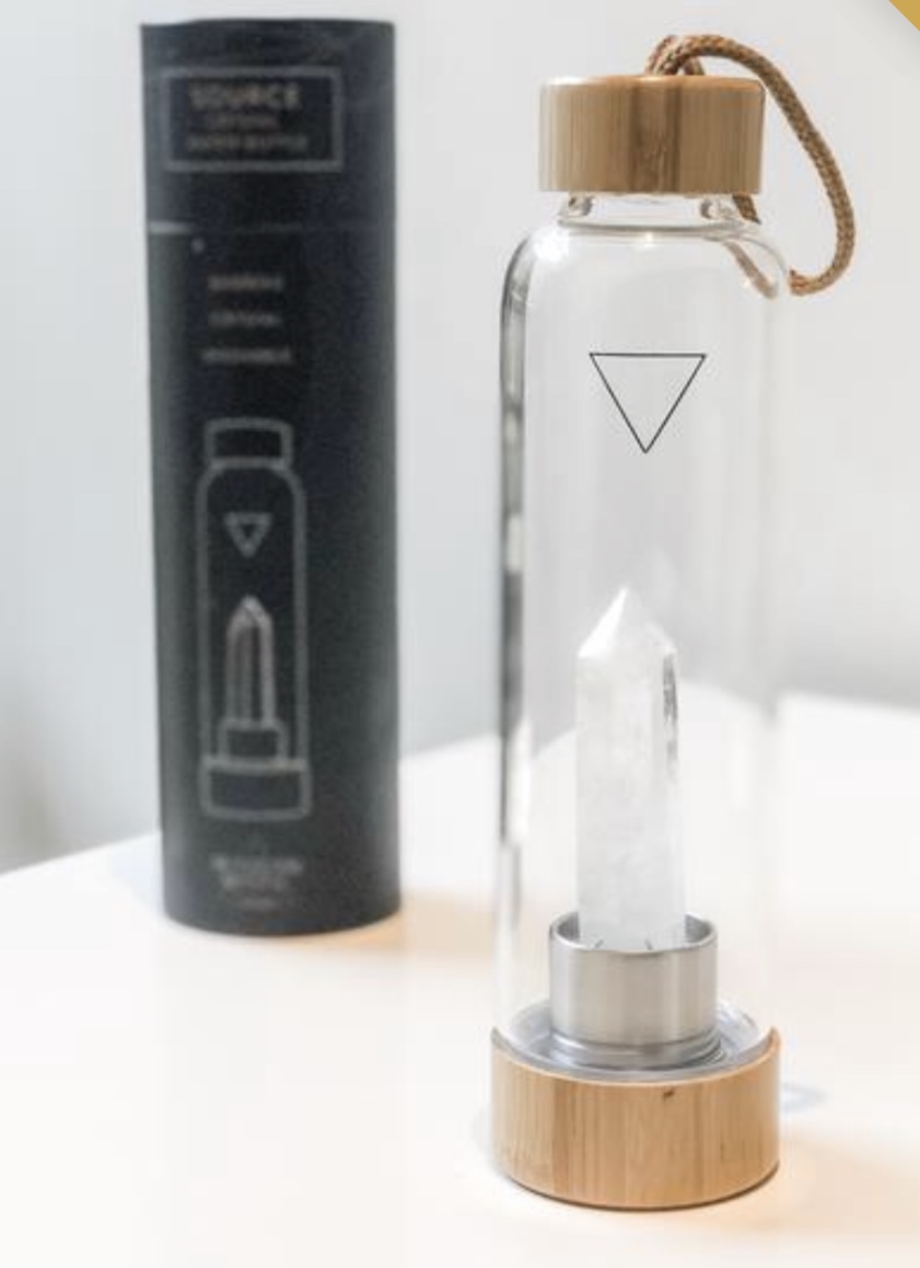 Crystal Water Bottle Clear Quartz, Amethyst, or Rose Quartz State & 3rd