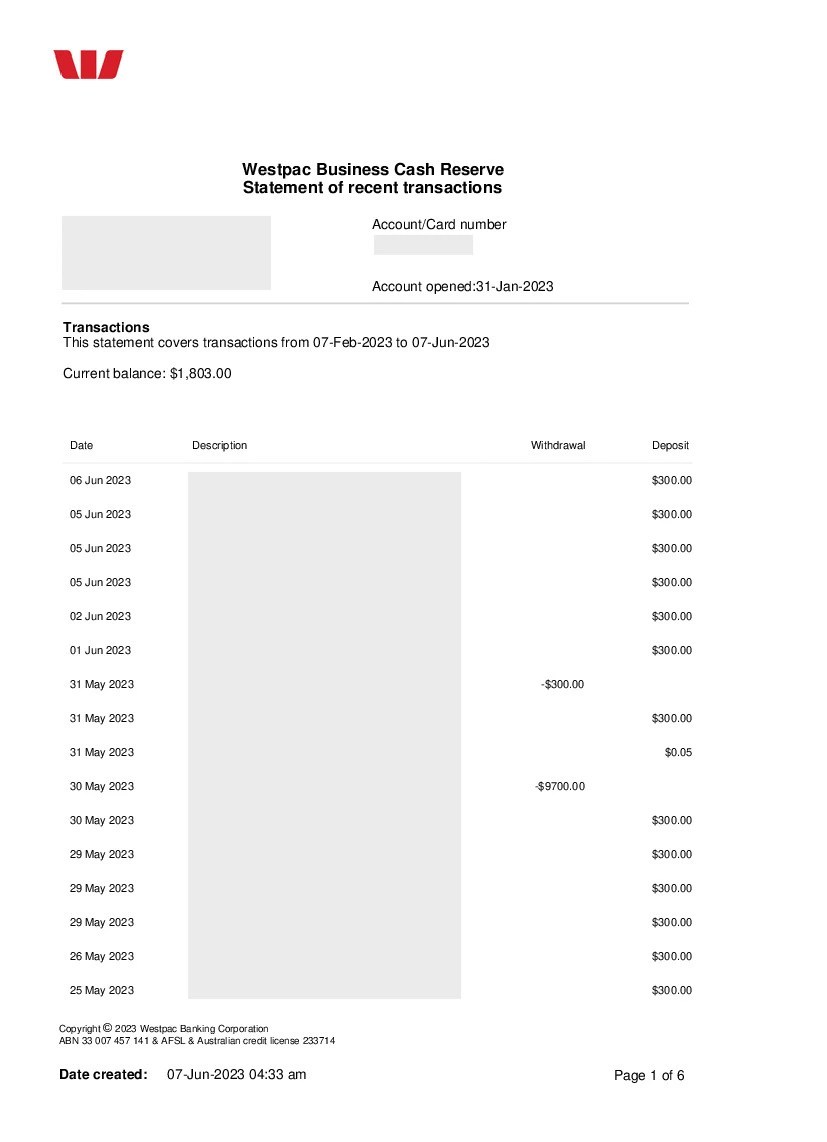 Convert Westpac statements to excel.