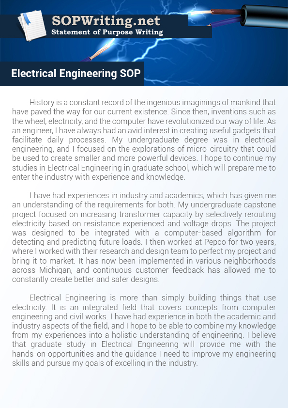 Help with Statement of Purpose Electrical Engineering